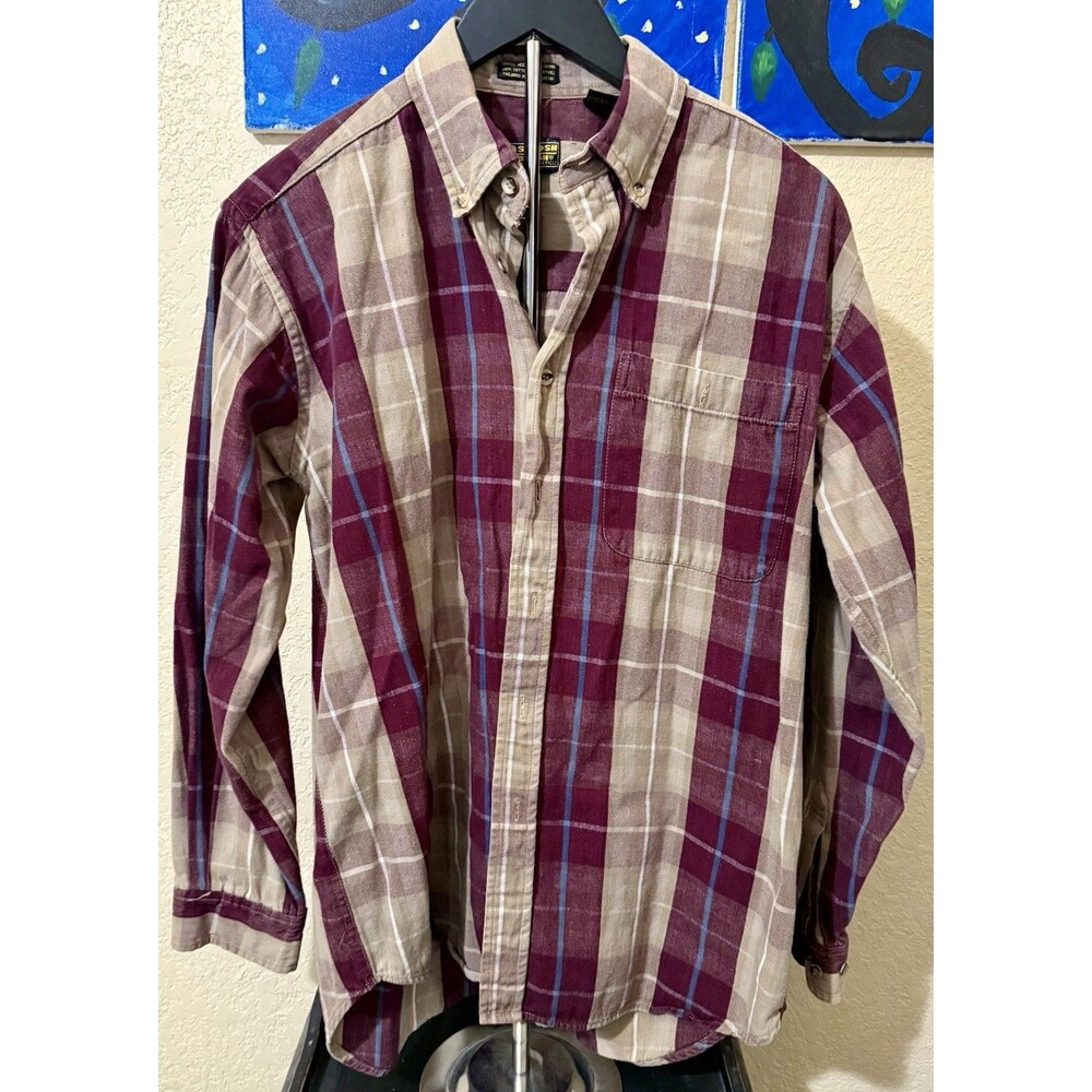 Vintage OshKosh B'Gosh Mens Medium Long Sleeve Plaid Button Front Shirt